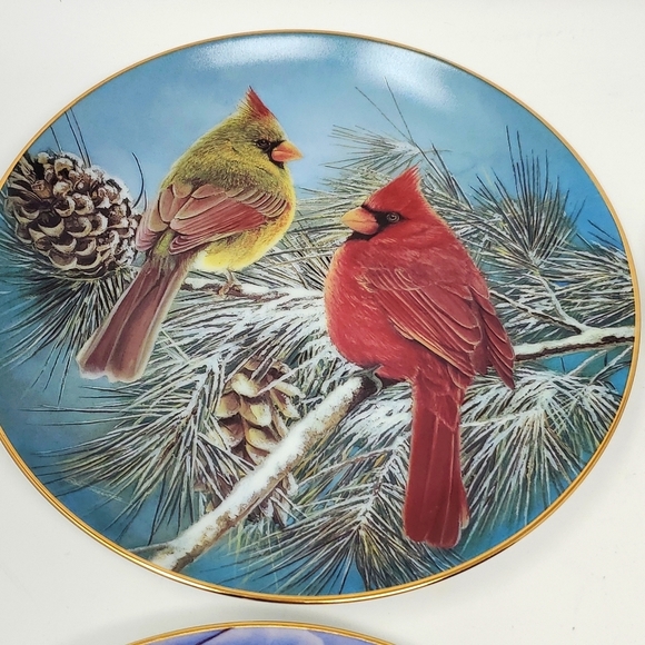 The Danbury Mint Cardinals for all Seasons Set 4 Plates Vtg 1999 23kt Gold Trim - Picture 5 of 8